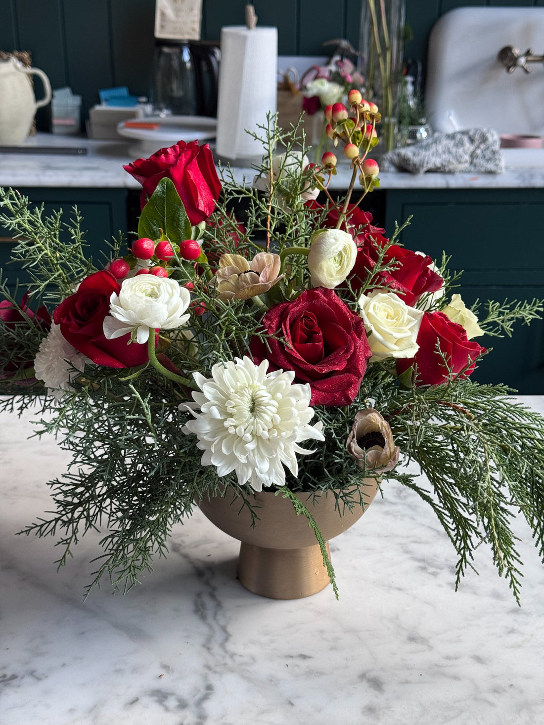 Holiday Glow Low Bowl Centerpiece