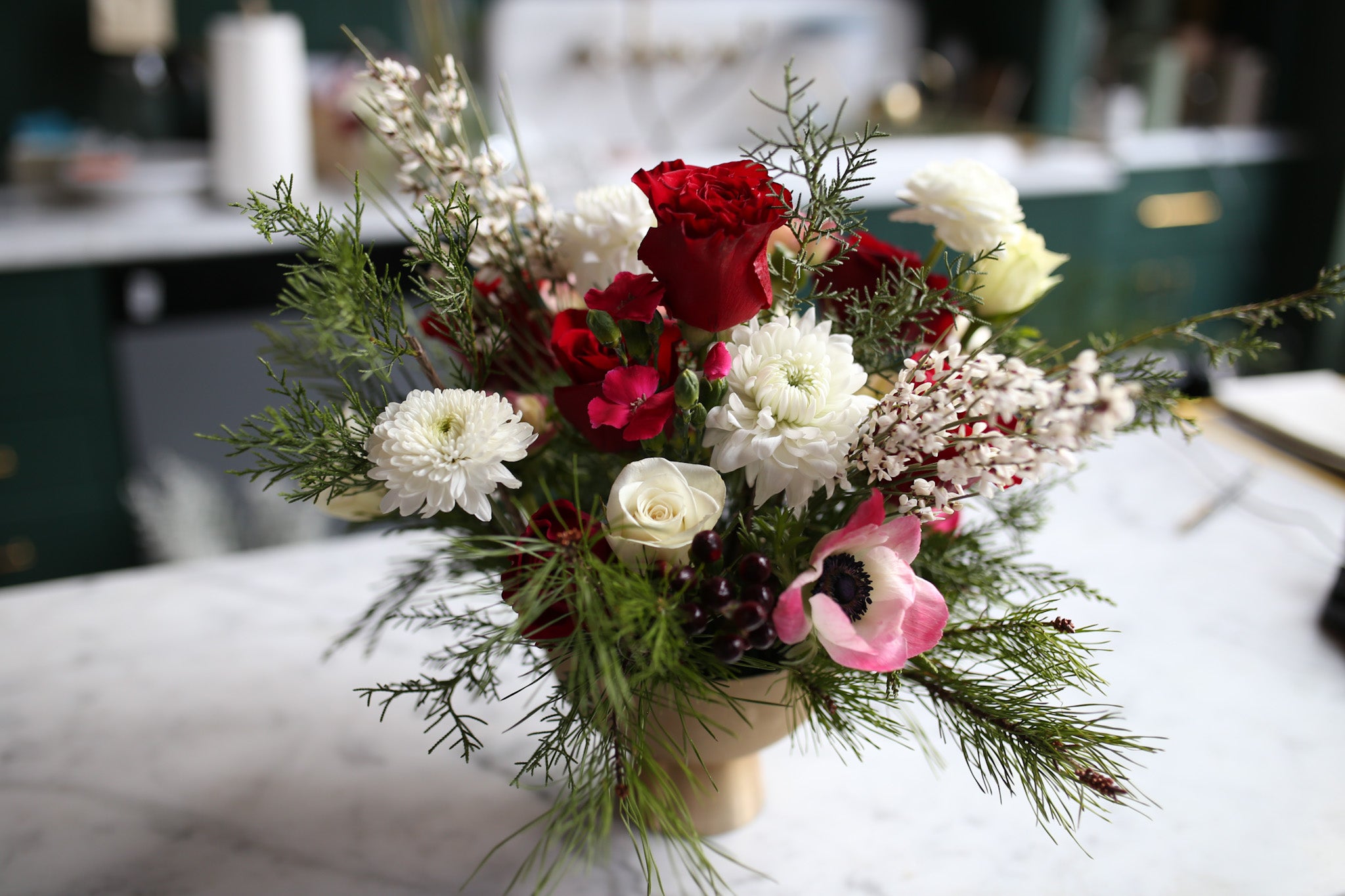 Holiday Glow Low Bowl Centerpiece