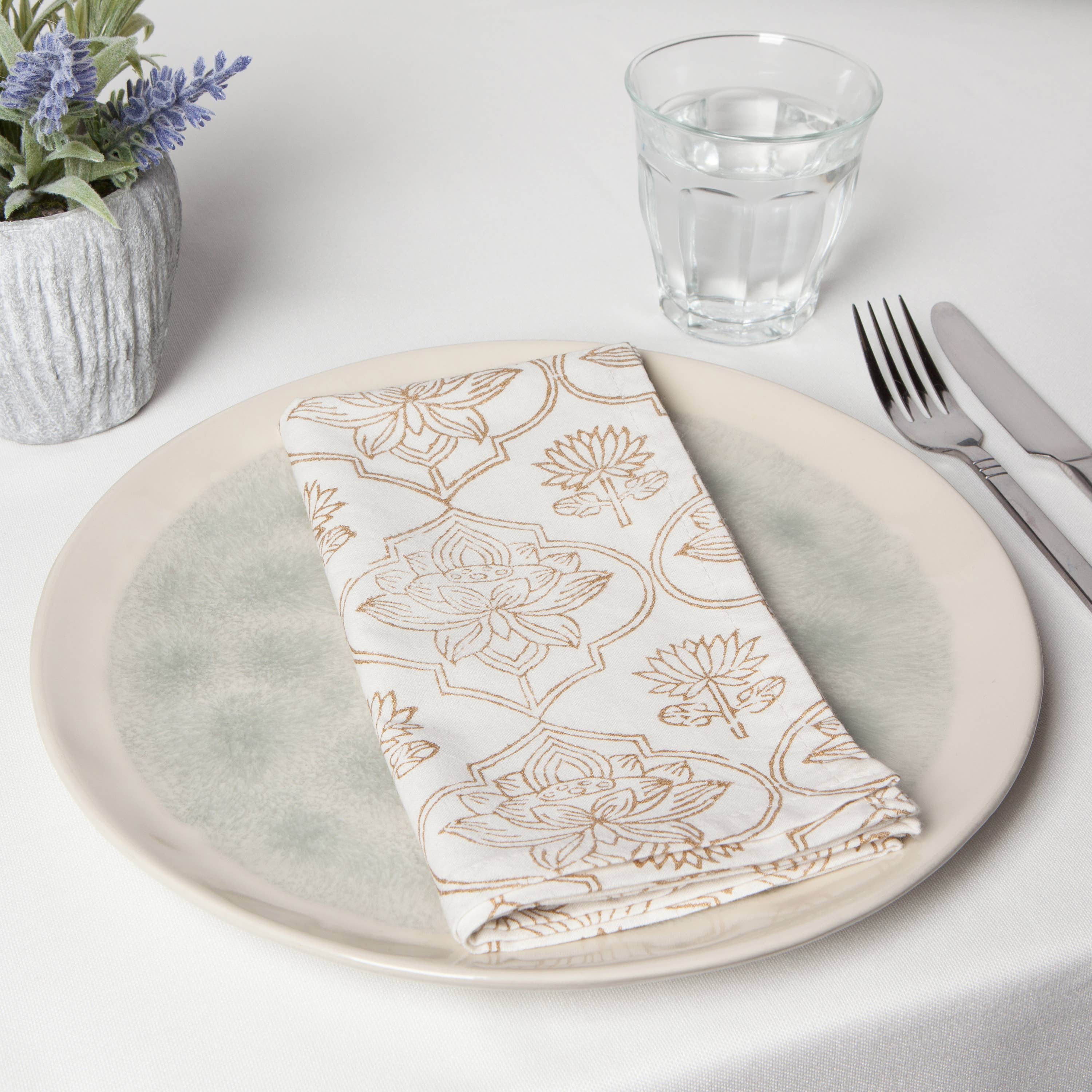 Lotus Block Print Napkins Set of 4