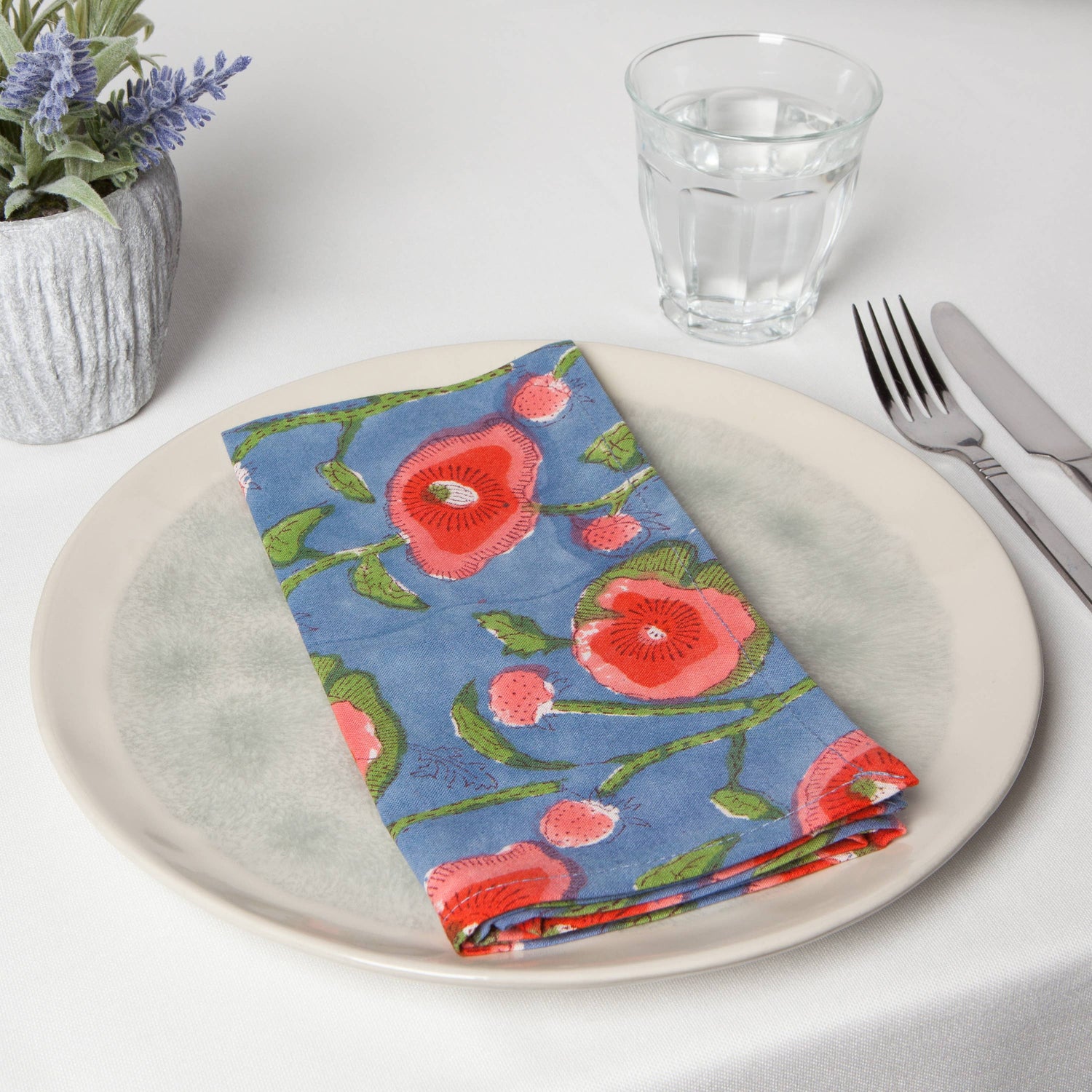 Poppy Block Print Napkins Set of 4